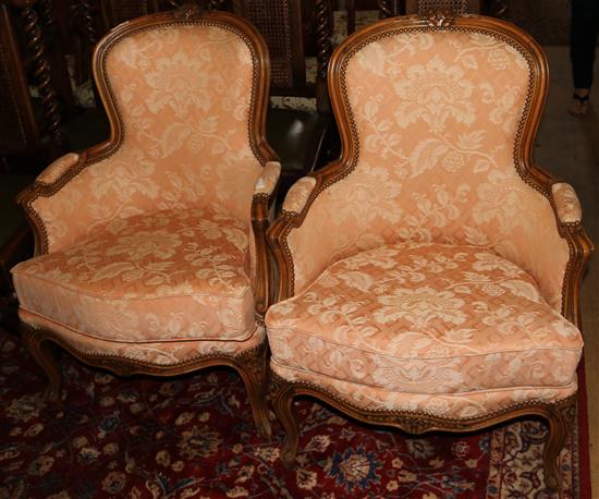 Pair French style armchairs